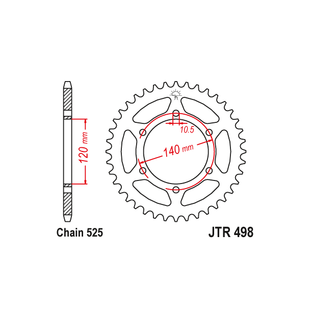 JT Bagkdehjul - JTR498/46 46 tands Suzuki GSXR600 SRAD 97-00