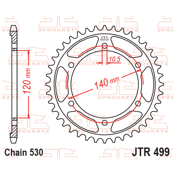 JT Bagk�dehjul 499/48T JTR499.48 KAWASAKI 42041-1361 ZZR600 93-04