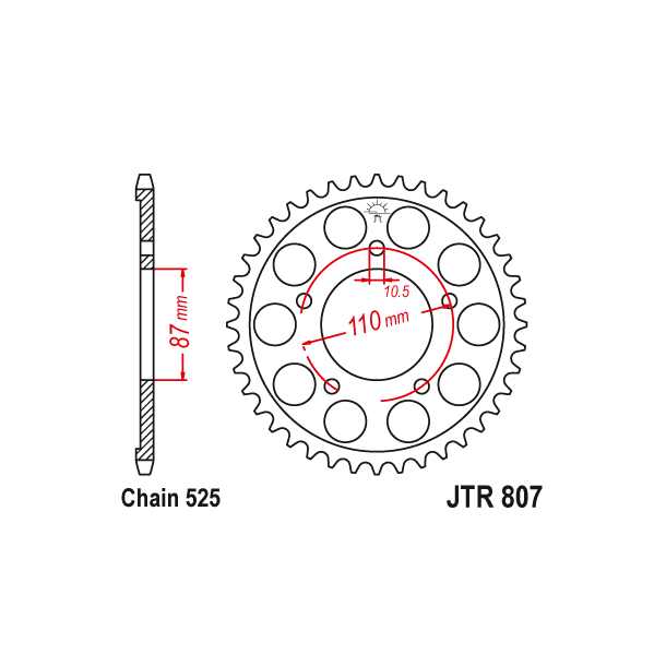 Bagkdehjul RacePro 807/44T SV650S 98-10 GSX-R400 (GK76A)