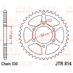 JT Bagtandhjul Bagk�dehjul 814/40T JTR814.40 40 TANDS SUZUKI GT380 GT550 