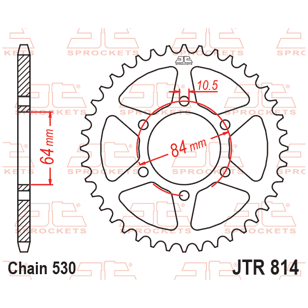 JT Bagtandhjul Bagk�dehjul 814/40T JTR814.40 40 TANDS SUZUKI GT380 GT550 