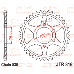  JT Bagk�dehjul Bagtandhjul JTR816.46 816/46T SUZUKI GSX400 GSX550 GT750