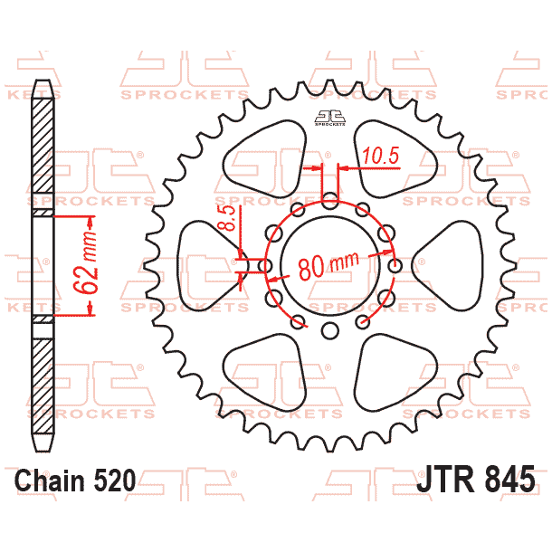 Bagkdehjul RacePro R845/40T 845/40T Yamaha YZ100 IT175 DT200 SR250 SRX250  