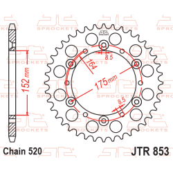 JTJTR853.44853/44T Bagtandhjul Kdehjul bagYAMAHA