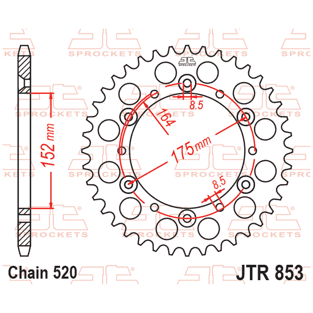 JTJTR853.44853/44T Bagtandhjul Kdehjul bagYAMAHA