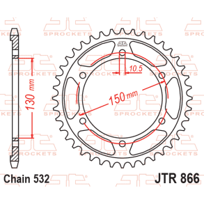 JT 866/38T Bagk�dehjul�38 tands 532 - JTR866.38 Yamaha XJR1200