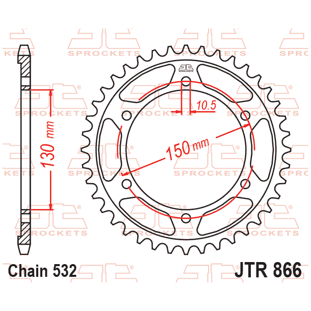 JT 866/38T Bagk�dehjul�38 tands 532 - JTR866.38 Yamaha XJR1200