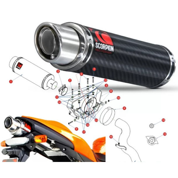 SCORPION Lyddmper CARBON OVAL KAWASAKI ZX 636/ZX 6 RR Underseat 05-06