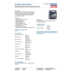 LiquiMoly LM1572 HD V-Classic SAE50 Street 1.L Liqui Moly 4 Stroke Mineral HD-Classic Street SAE 50 1L HD Classic Bikes and V-Twin