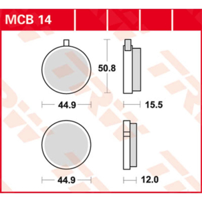 TRW LUCAS MCB14 Bremseklodser Keramisk FRONT Yamaha�FS1 50�RD125�RD200�RS100