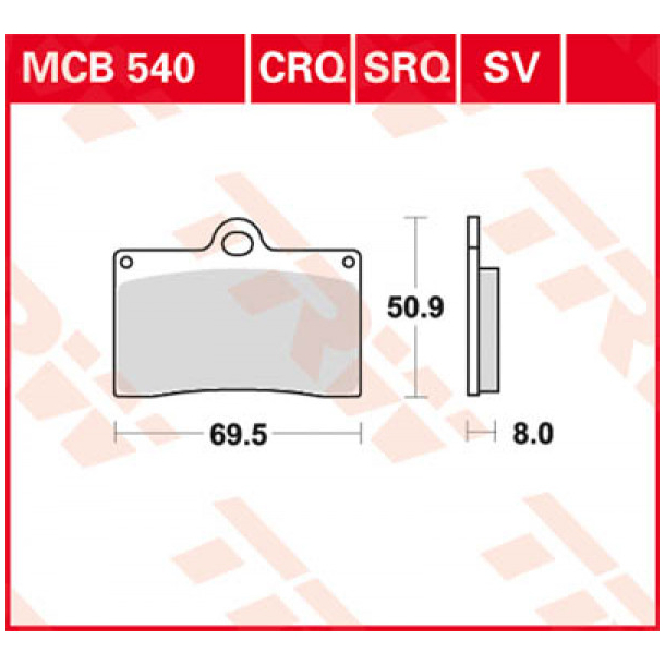 Lucas TRW bremseklodser MCB540 Aprilia/ATK/BETA/BIMOTA/CAGIVA/DUCATI/GAS GAS/HONDA/HUSQVARNA/INDIAN/KTM/LAVERDA/MOTO-GUZZI/MZ/PGO/PRAGA/SACHS/TM/VOR/YAMAHA