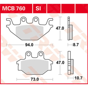 TRW MCB760SI BREMSEKLODSER Sinter Cross Bombardier Kawasaki Kymco Sym Yamaha