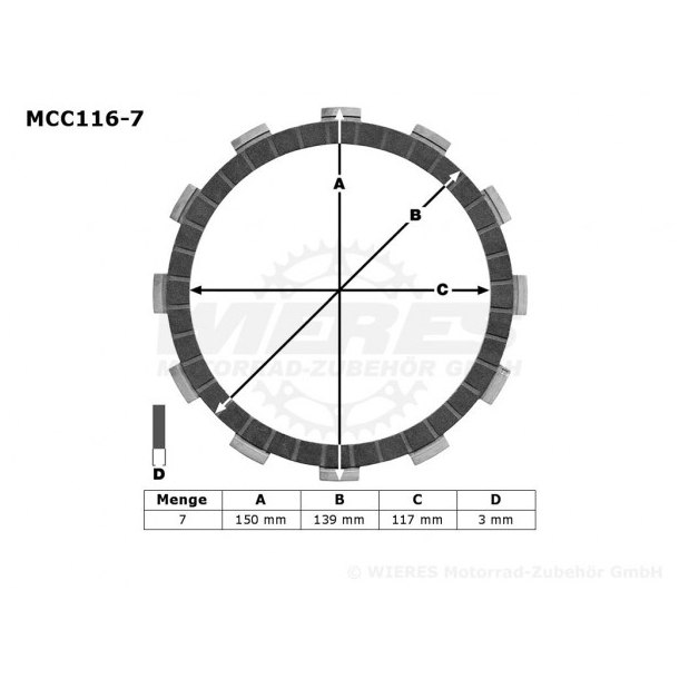 Koblingsplader TRW / LUCAS MCC116-7 Honda CR/FMX/FX/NX/XL/XR 500/600/650