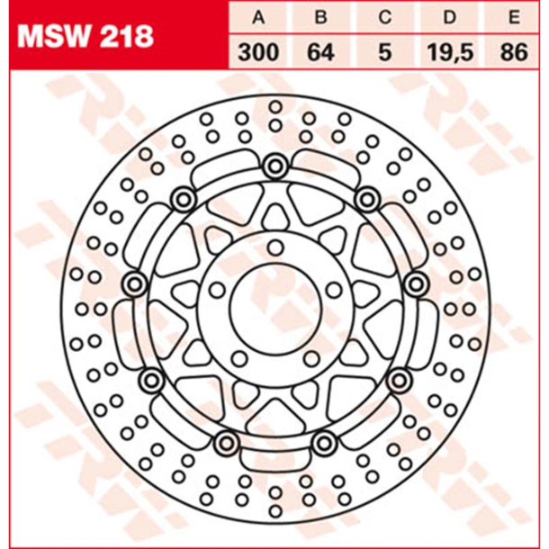 TRW LUCAS MSW218 Bremseskive Flydende FRONT 300MM SUZUKI 59210-22D40 59220-22D40 RGV250 VJ22 GSXR400 GK76A VZ800 MARAUDER