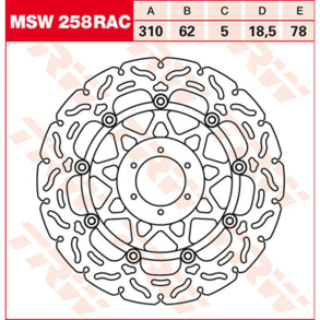 TRW MSW258RAC Bremseskive flydende DISK, BRAKE RAC HONDA CBR1100XX