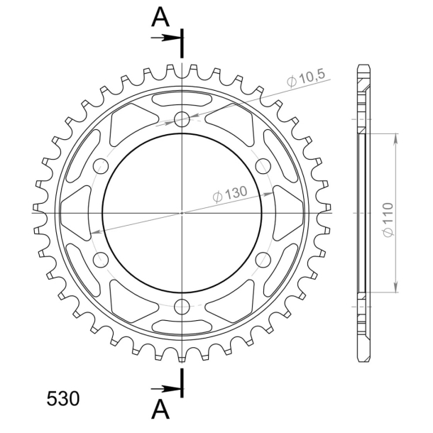 Supersprox SS KDEHJUL BAG 530 SORT RFE-479:39-BLK KAWASAKI 42041-1198 GPZ600 GPX600 SUZUKI YAMAHA