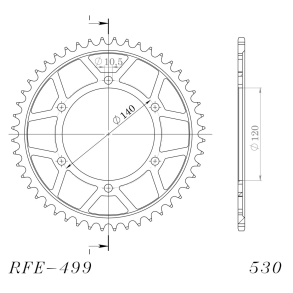 Supersprox SS  Bagk�dehjul K�DEHJUL BAG 530 6 HUL �120/140 SORT KAWASAKI 42041-1361 ZZR600 93-04