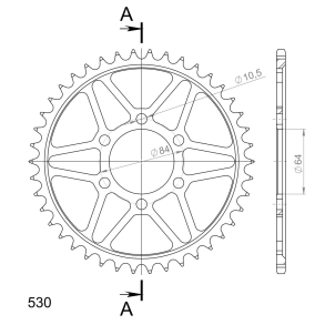 Supersprox  SS K�DEHJUL Bagtandhjul Bagk�dehjul BAG 530 SORT 42 TANDS SUZUKI GS400 GS450
