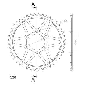 Supersprox SS K�DEHJUL Bagtandhjul Bagk�dehjul K�DEHJUL BAG 530 SORT 44 TANDS SUZUKI�GSX400
