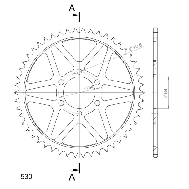 Supersprox  SS K�DEHJUL Bagtandhjul Bagk�dehjul BAG 530 SORT 50 TANDS SUZUKI GS550