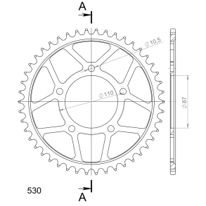 Supersprox SS K�DEHJUL BAG 530 SORT 46 tands SUZUZKI 64511-20C00 GSX600F 89-91 GSX-R1100 86-88