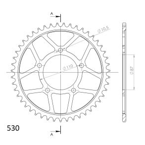 Supersprox SS K�DEHJUL BAG 530 SORT 47 tands SUZUZKI 64511-20C10 GSF600 GSF650 Bandit GSX600F GSX750F GSXR1100