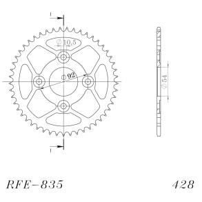 Supersprox�SS Bagk�dehjul Bagtandhjul 49 Tands�428 SORT YAMAHA SR125