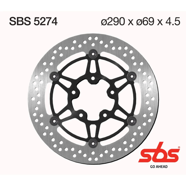 SBS SBS5274 BREMSESKIVE STD ORG. 5274 Flydende H�JRE/VENSTRE  LH/RH FRONT SUZUKI GSX600F GSX750F GSF650 SV650 VZ1500 VLR1800 INTRUDER