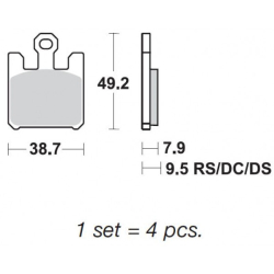 Bremseklodser SBS 788DS RACING DUAL SINTER pr st til 1 kaliber