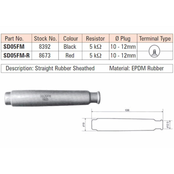 NGK 8392 SD05FM-R T�ndr�rsh�tte SD05FM-R 5 KOhm GUMMI R�d
