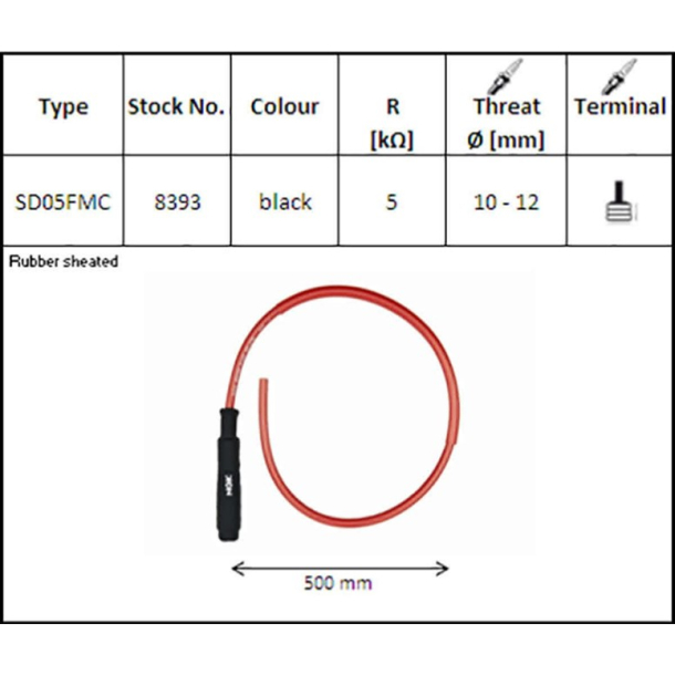 NGK 8393 SD05FMC T�ndr�rsh�tte SD05FMC 5 KOhm med 500mm kabel 