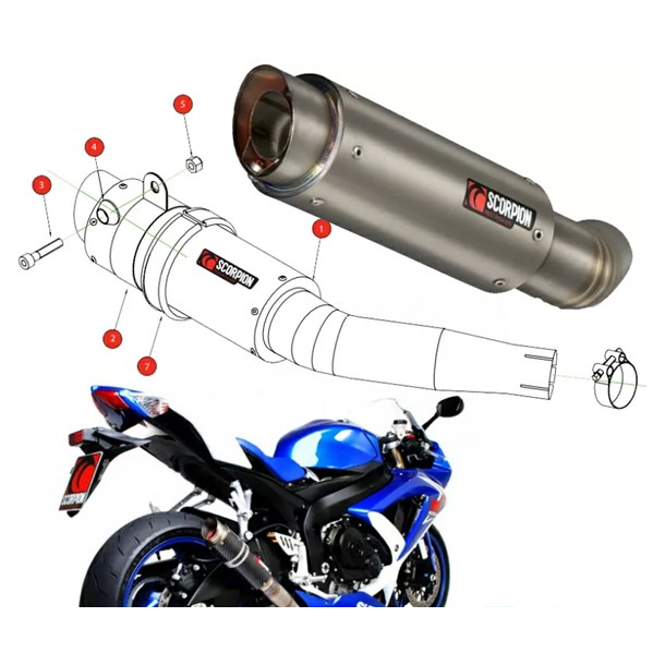 SCORPION GP1 Lyddmper TITANIUM RUND SUZUKI GSX-R600/GSX-R750 08-10