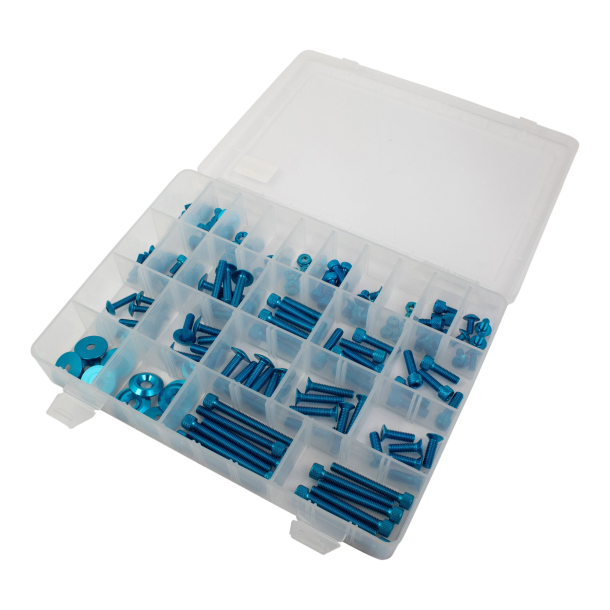 Alu bolt s�t bl� M5 M6 150 stk. Bike It Universal 150pcs Bolt Kit - Blue