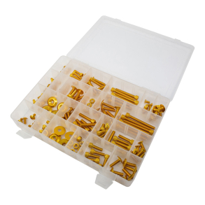Alu bolt s�t guld M5 M6 150 stk. Bike It Universal 150pcs Bolt Kit - Gold