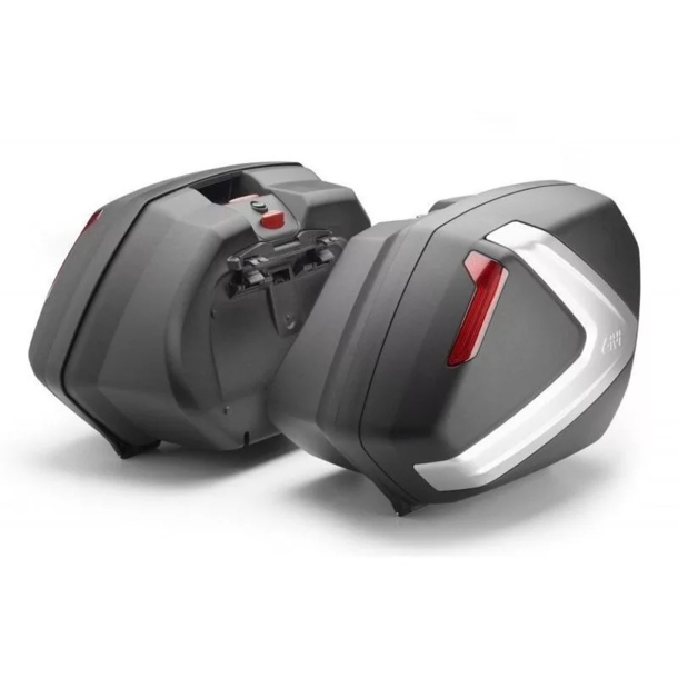 Givi V37N sidetaskest  2 x 37 liter til PLX/PLXR-holdere  Rd refleks ALU "look"