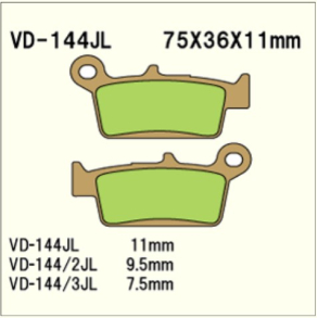 VESRAH Bremseklodser VD144JL SinterMetal Cross bag Honda,Suzuki, Kawa, Yam, GasGas, Sherco, TM, Bimota mfl.