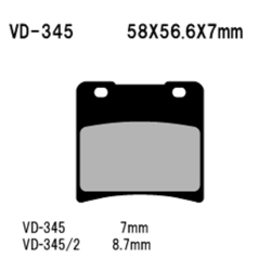 VESRAH VD345/2KV BREMSEKLODSERFRONT (REAR) FOR (BAG) SUZUKI GSX400 GSX600F GSX750F GSX1100F GSX1100G GV1400 VX800