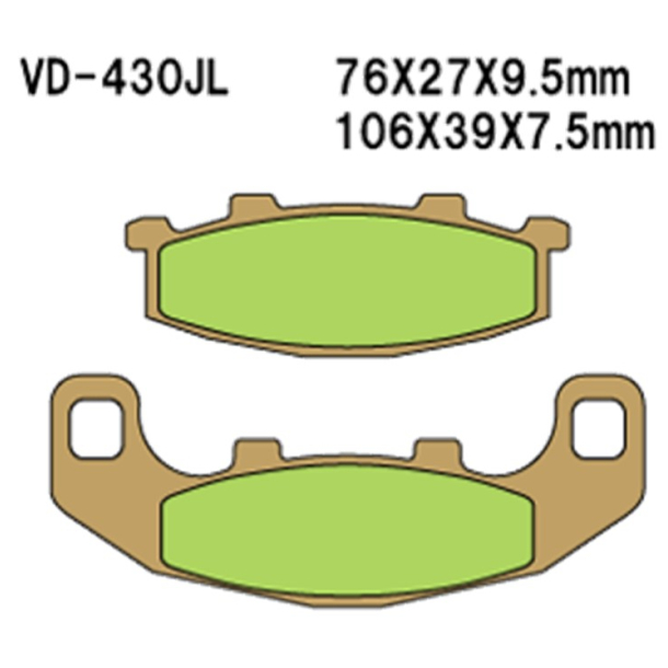 VESRAH VD-430JL BREMSEKLODSER Sinter SinterMetal FRONT/REAR Kawasaki GPX250 KR-1 GPZ500S ZR550 Zephyr Suzuki RGV250