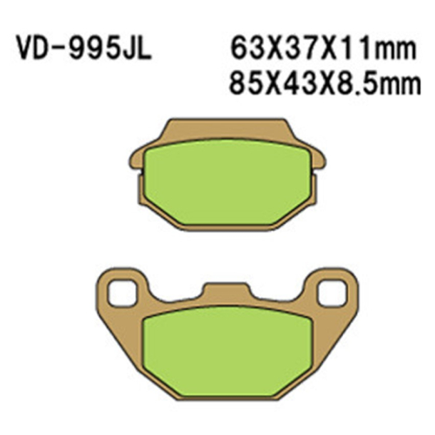 VESRAH VD-995JL Bremseklodser SinterMetal Kawasaki KSF50 KSF90 KFX90 Kymco Mxer90 Mongoose MXU150