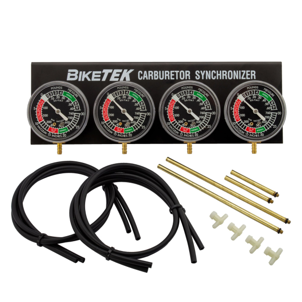 Karburator Synkronisering BikeTek Vacuum Gauge 4 Cylinde Synkroniseringsv�rkt�j Til Justering Af Karburatorer 4 Ure
