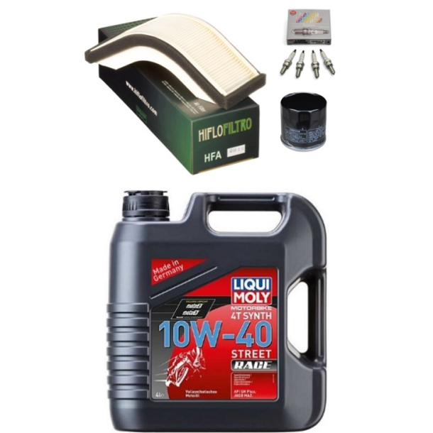 Servicekit KAWASAKI  ZX10R NINJA 04-07 olie, oliefilter, luftfilter, tndrr, bundproppakning 