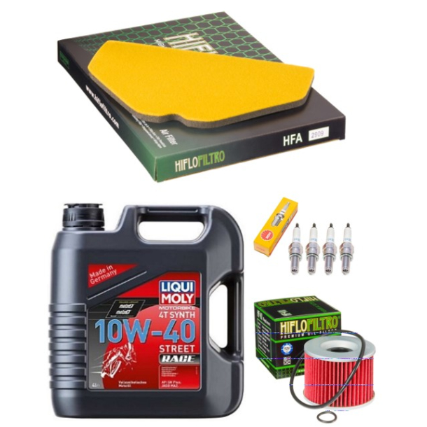 Servicekit KAWASAKI ZZR1100D ZZR1200 olie, oliefilter, luftfilter, tndrr, bundproppakning