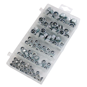 Lsemtrik sortiment 100stk. M6 M8 M10 M12 BikeTek Nylon Locknut 100Pc Assortment Kit