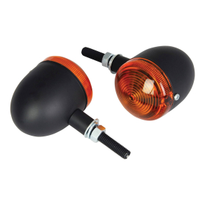 Bullet Blinklys sort s�t 2 stk.  Okse�je 1 stk. - Bike It Short Stem Bullet Indicators With Black Body And Amber Lens