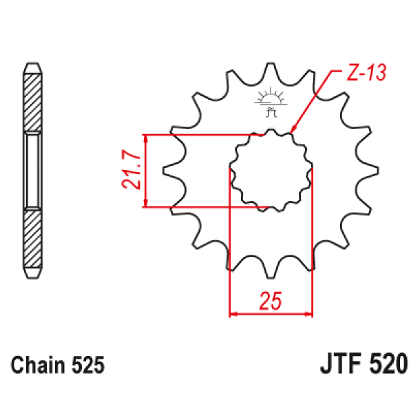 JT Fortandhjul 17 tands - JTF520.17 GSR/GSX/GSXR/DL